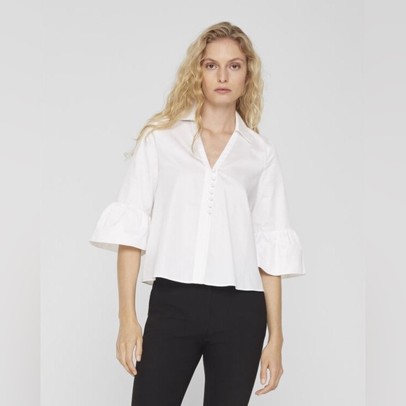 Club Monaco Bubble Sleeve Shirt in White size Medium - Picture 1 of 14